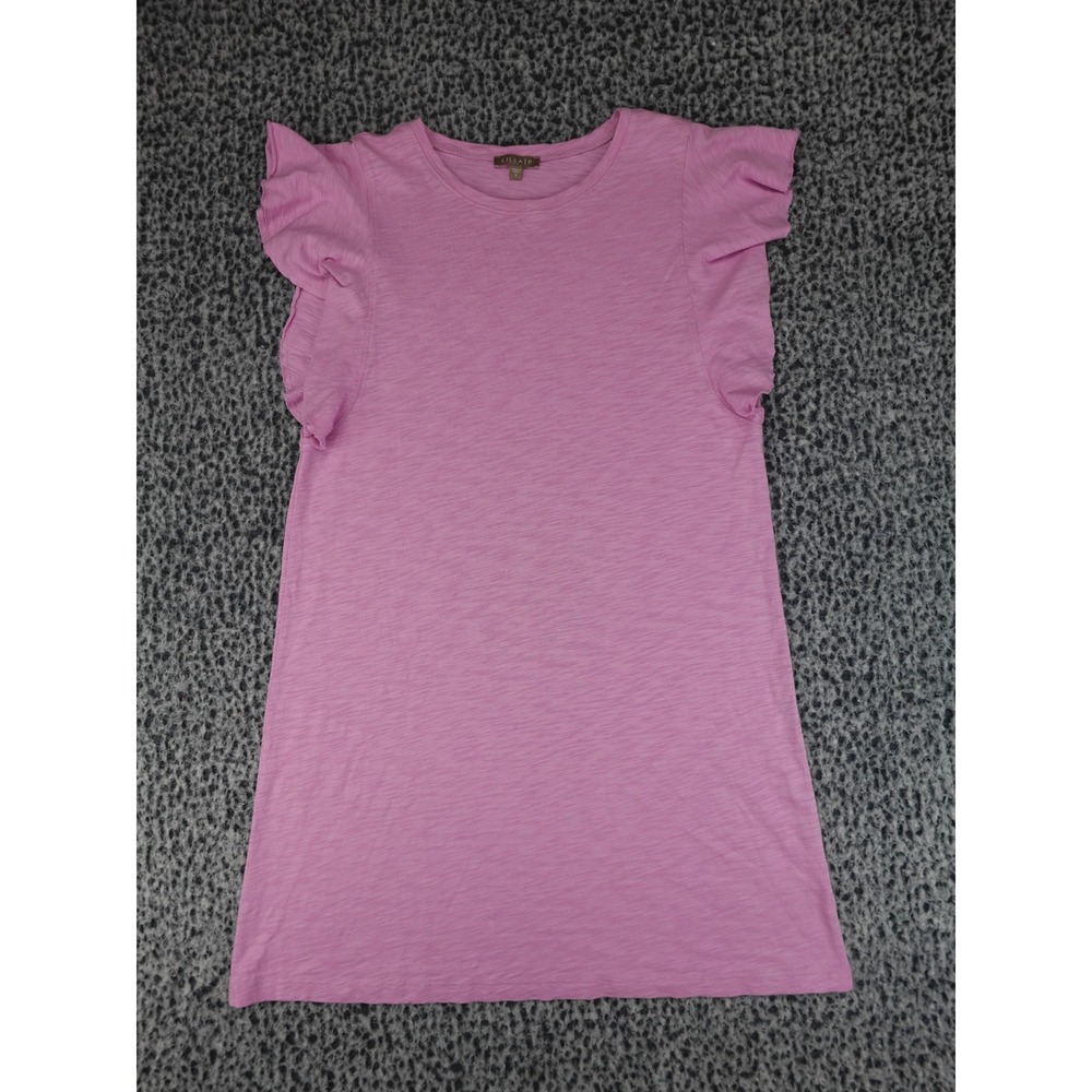Lilla P Ruffle Sleeve T-Shirt Dress Womens Small Pink Excellent Pima Cotton Slub